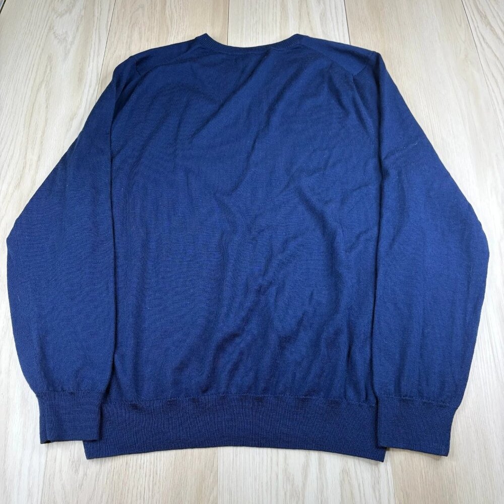 Mott & Bow Mens Blue V-Neck Merino Wool Stretch Long Sleeve Sweater Size XL - Picture 3 of 9